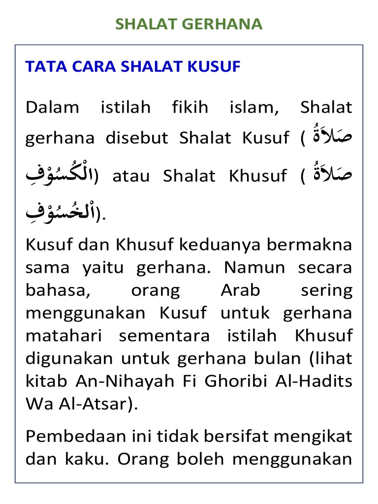 Doa Sholat Khusuf Dan Kusuf