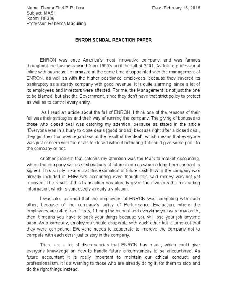 enron essay