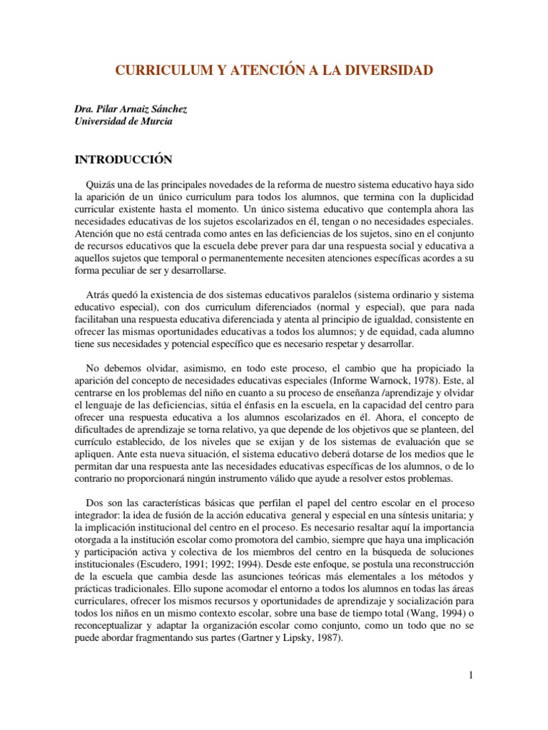Atención a la Diversidad en Educación | PDF | Plan de estudios ...