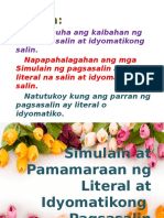 Simulain at Pamamaraan NG Literal at Idyomatikong Pagsasalin
