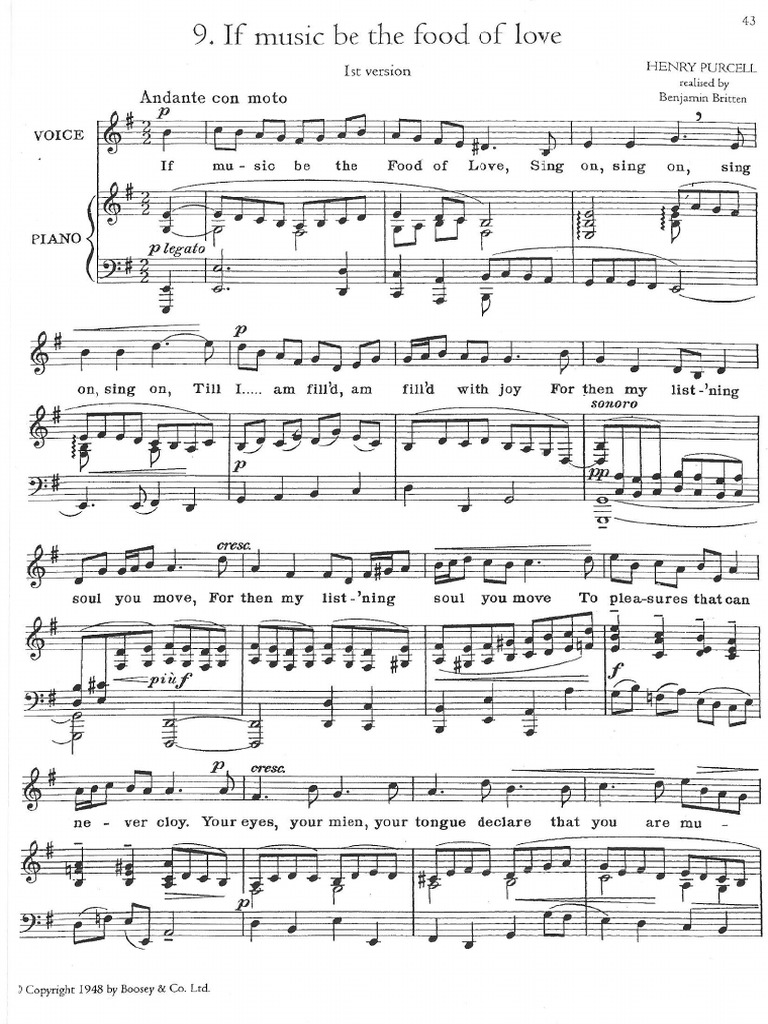 Purcell, H. If Music Be The Food of Love PDF