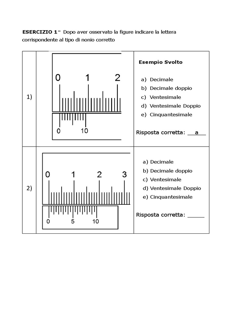 esercizi lettura calibro