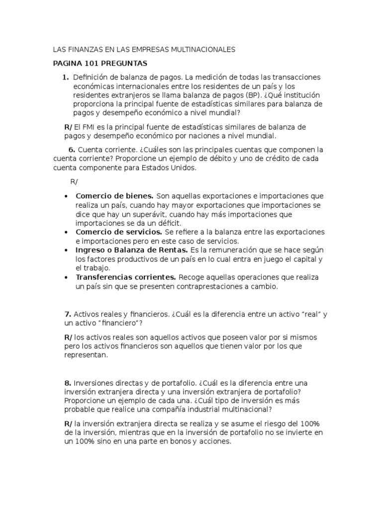 Las Finanzas en Las Empresas Multinacionales | PDF