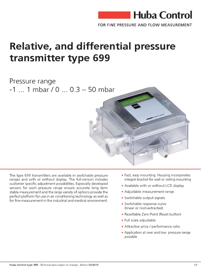 Huba Control Type 699 Transmitter Guide | PDF | Pressure | Sensor