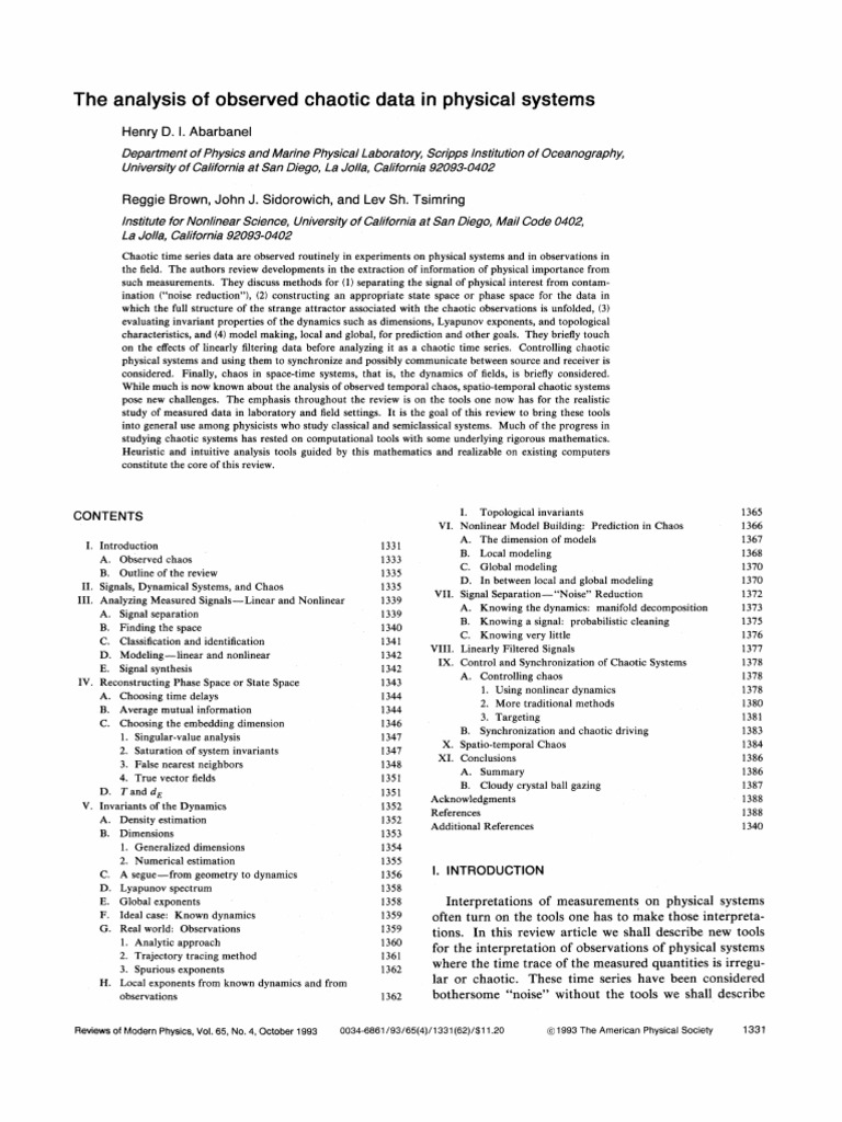 RMP v065 p1331 | PDF | Chaos Theory | Dynamical System
