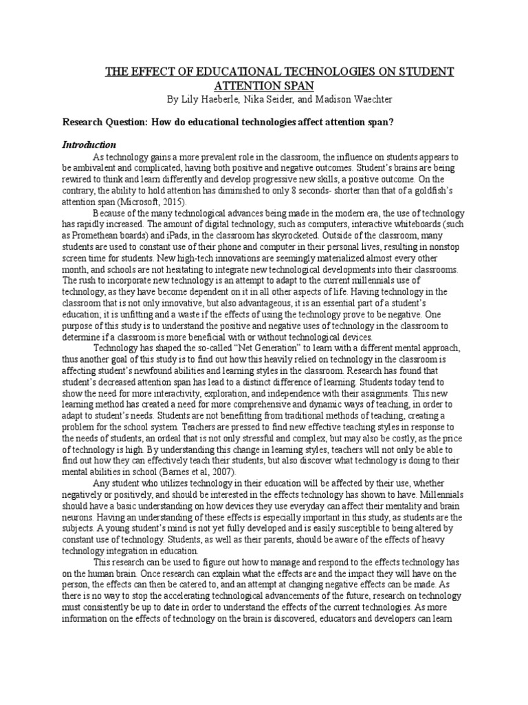 Student attention span research picture