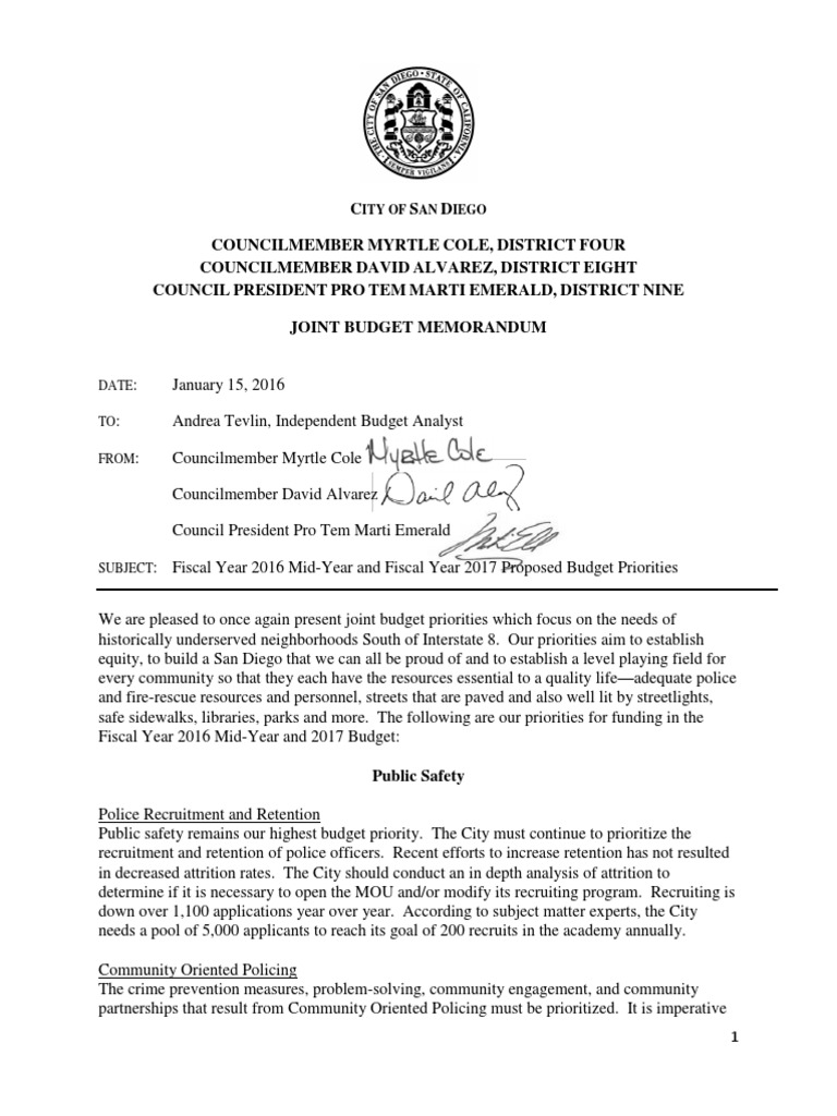 San Diego Budget Priorities 2016-2017 | PDF