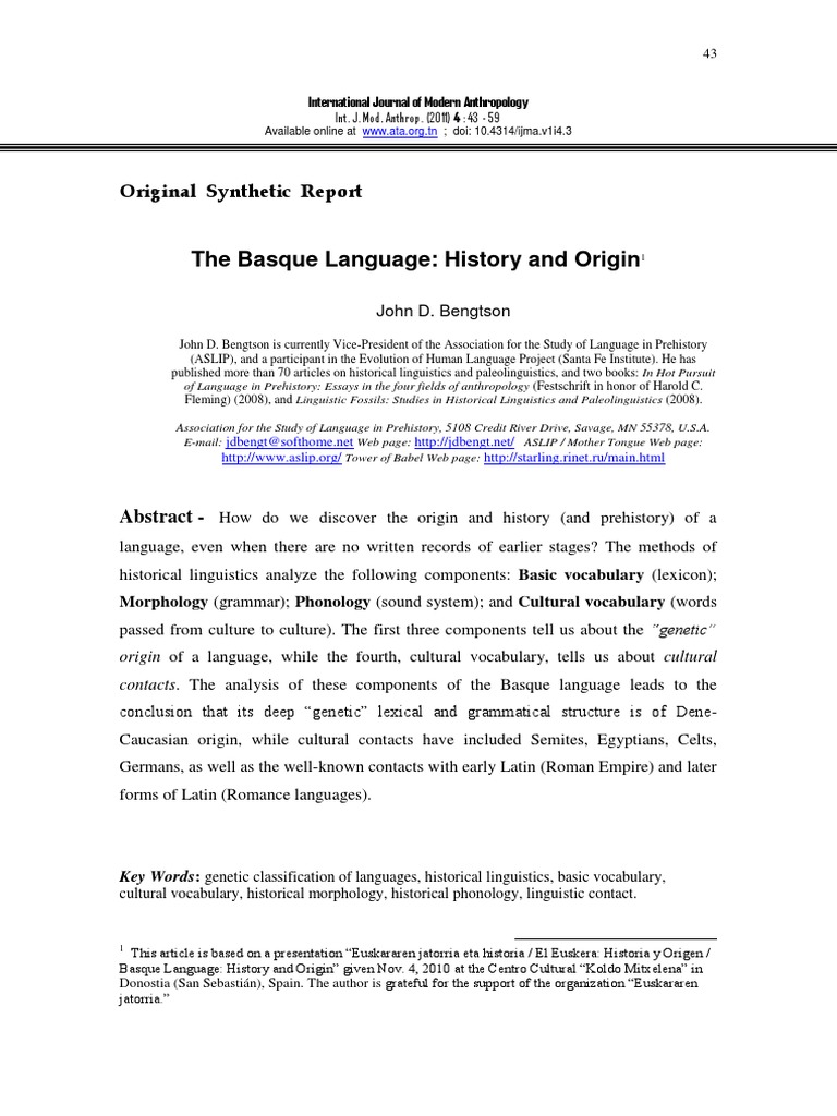 The Basque Language History and Origin Grammatical Gender Spanish Language