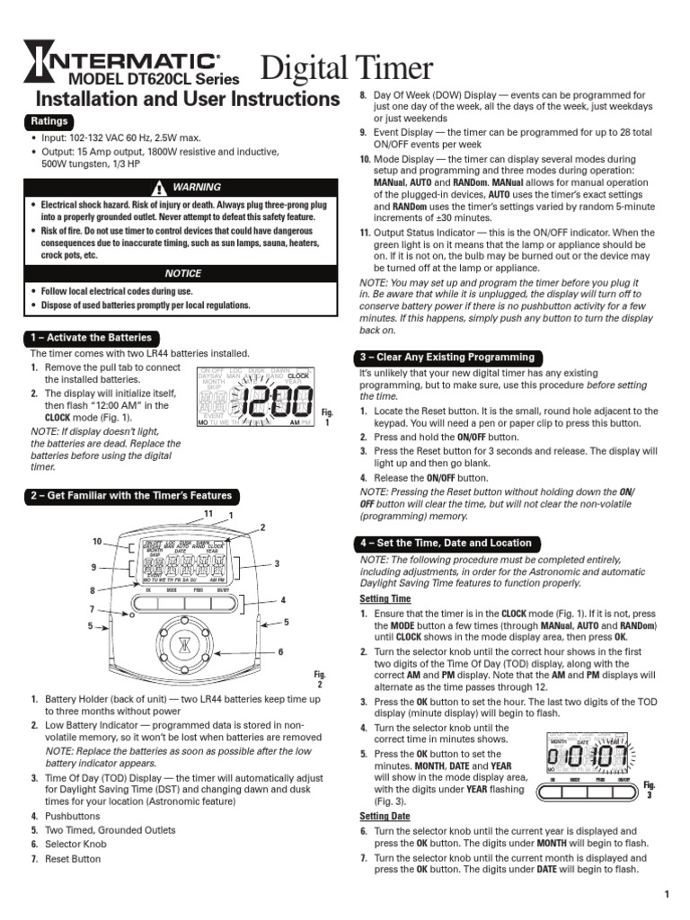 intermatic-dt620-instructions.pdf | Ac Power Plugs And Sockets | Timer