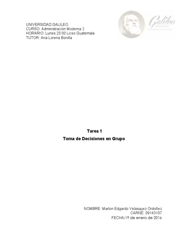 Toma de Decisiones en Grupo | PDF | Toma de decisiones | Liderazgo
