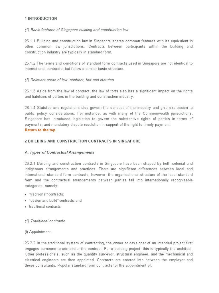 Basic Features of Singapore Building and Construction Law Download