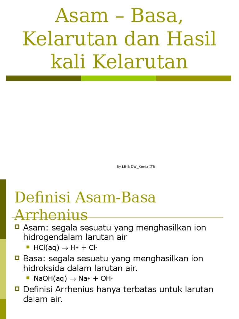 Asam Basa Kelarutan