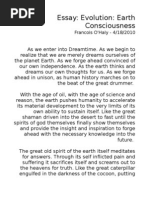 Download Essay Evolution Earth Consciousness by Jonathan Francois Douglas OHaly SN30184695 doc pdf