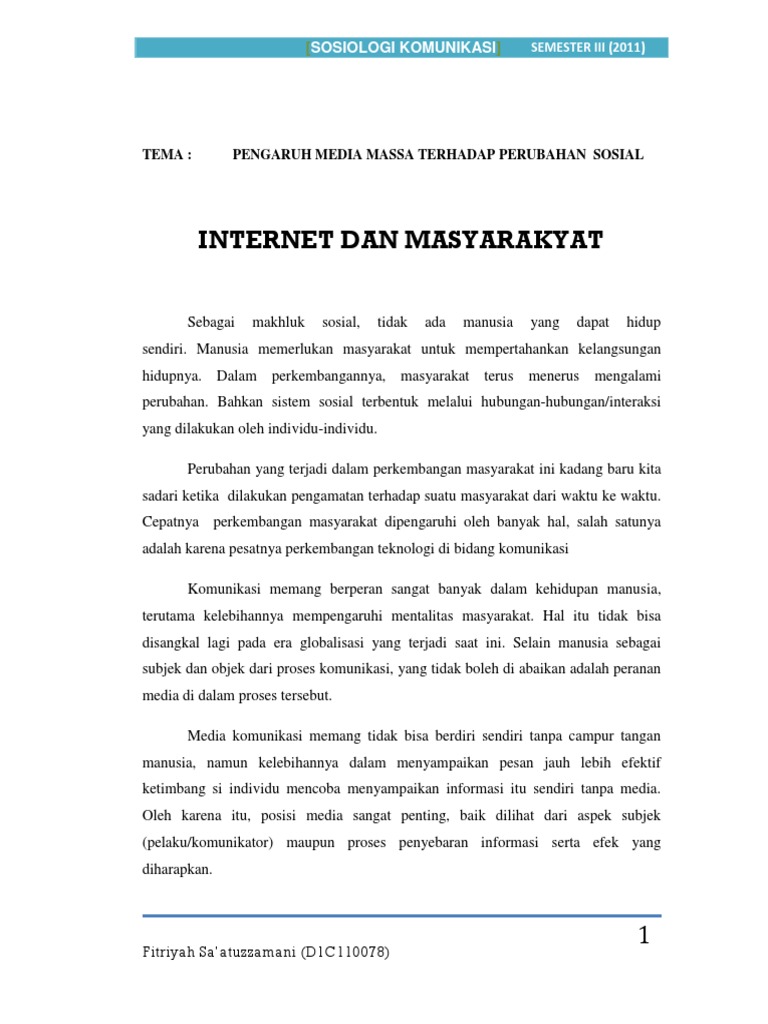 Pengaruh Media Massa Terhadap Perubahan Pdf