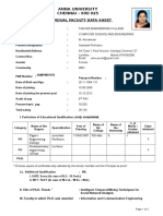 Anna University CHENNAI - 600 025: Individual Faculty Data Sheet