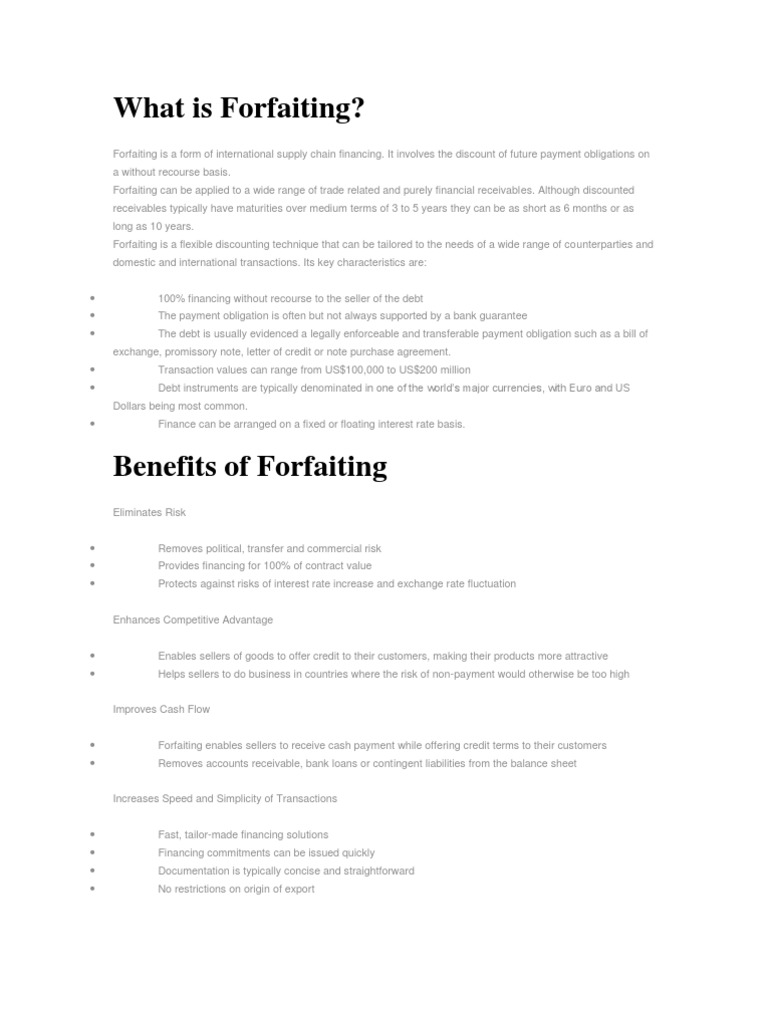 What Is Fortfaiting | PDF | Financial Transaction | Discounting
