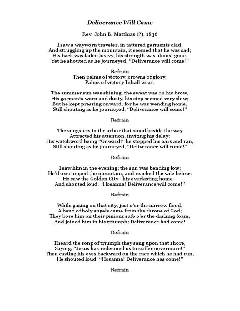 Deliverance Will Come PDF