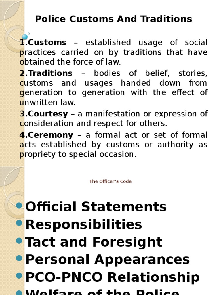Police Customs Traditions Justice Crime Violence