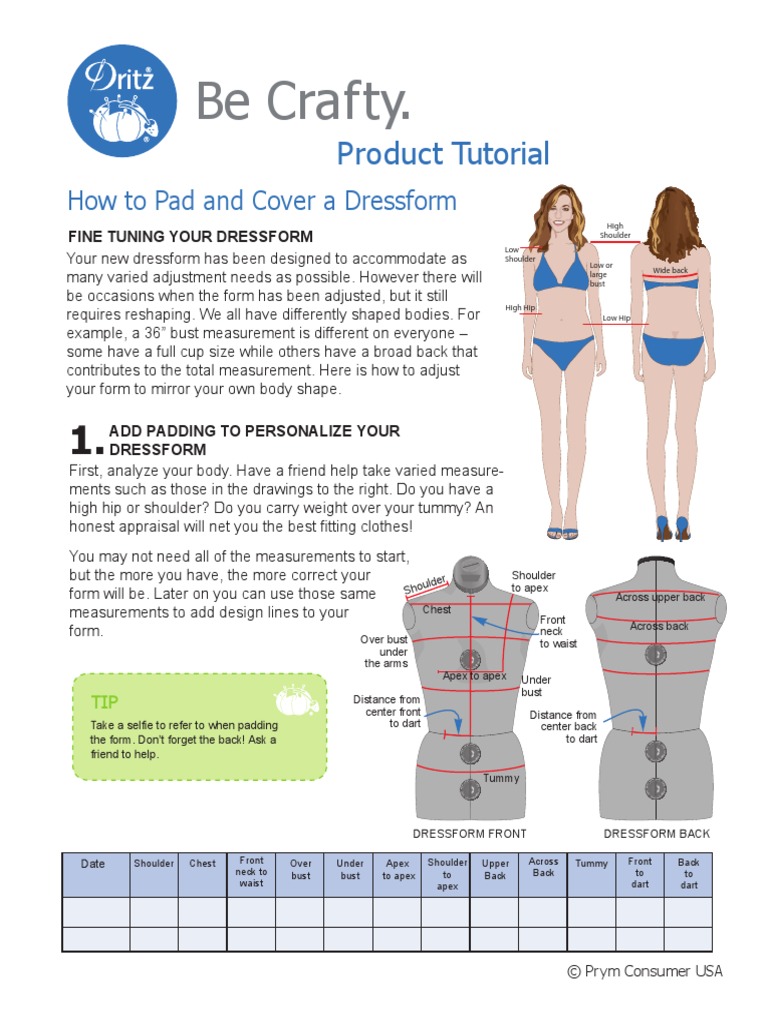 How To Pad and Cover A Dress Form Tutorial | PDF