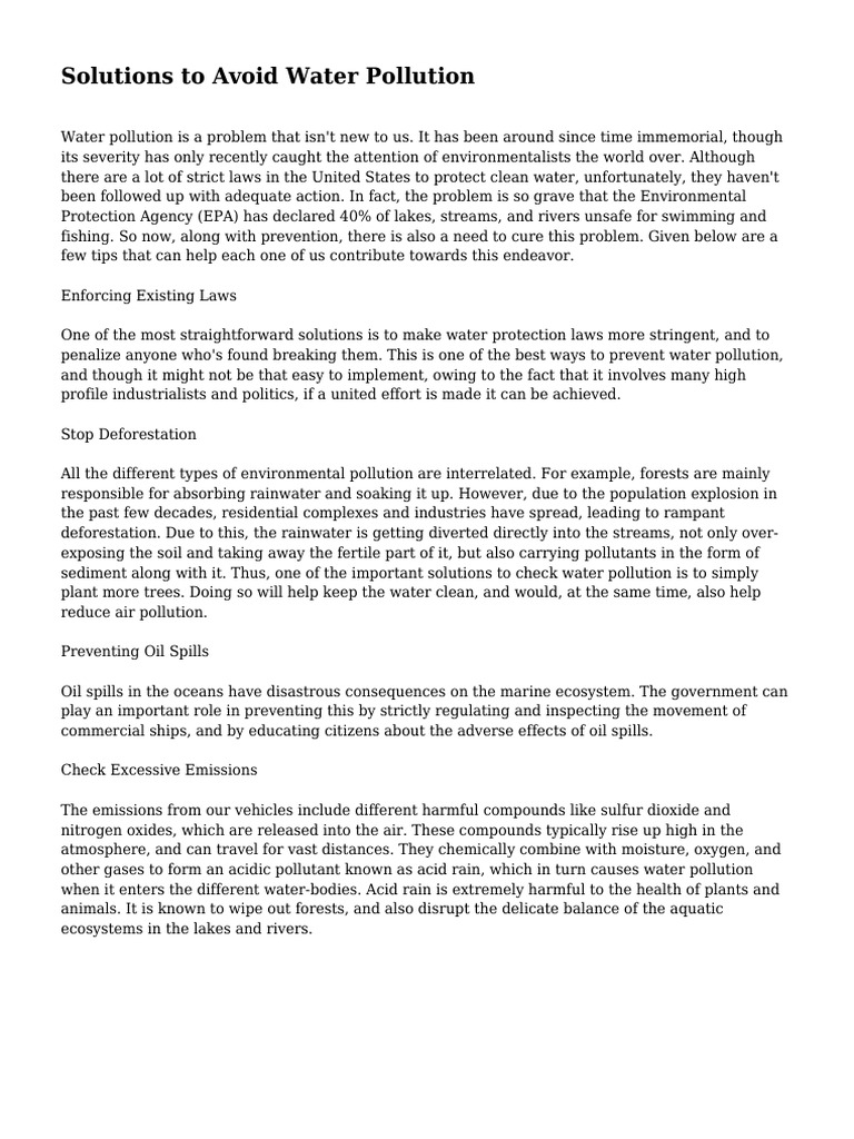 Effective Solutions for Water Pollution | PDF | Air Pollution ...