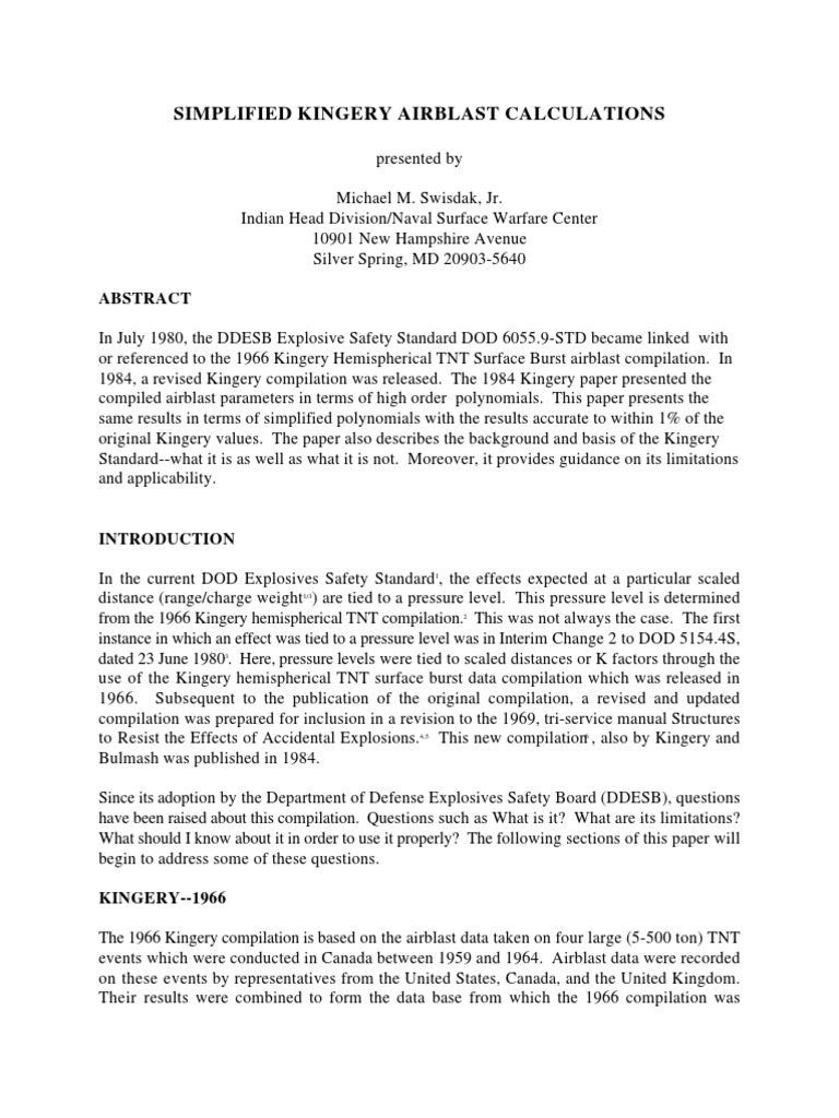 Simplified Kingery Airblast Calculations | PDF | Explosive Material ...