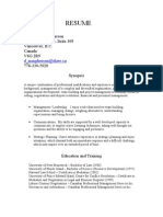 Resume: Donald E. Macpherson 990 Lagoon Drive, Suite 309 Vancouver, B.C. Canada V6G 2R9 778-330-5020 Synopsis