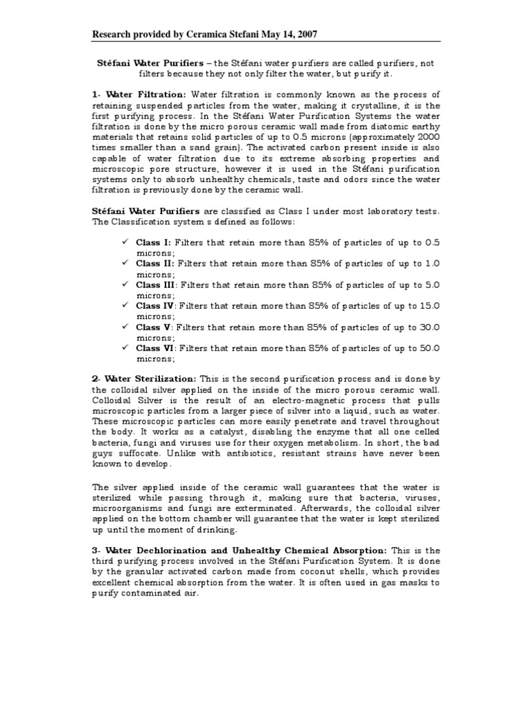 Filtration Lab Results Water Purification Water