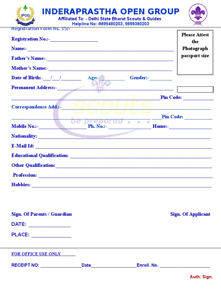Group Registration Form Template | PDF
