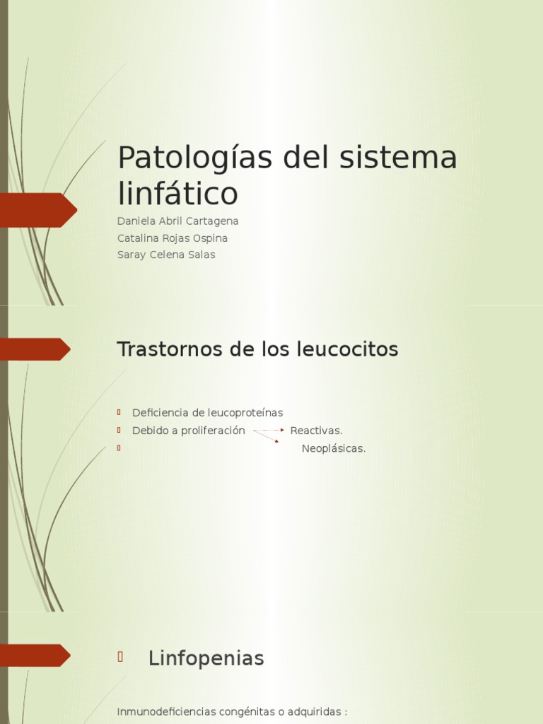 Patologías del sistema linfático Inflamación Leucocito