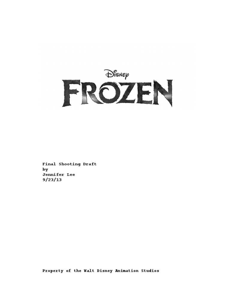 Frozen Screenplay Copy Entertainment (General) Leisure