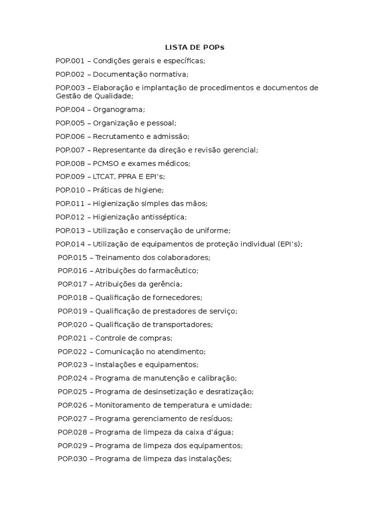 Lista de Pops | Farmacêutico | Embalagem e Rotulagem | Avaliação ...