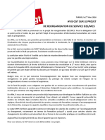 Avis CGT Sur Le Projet de Réorganisation Du Service D2S/MCS