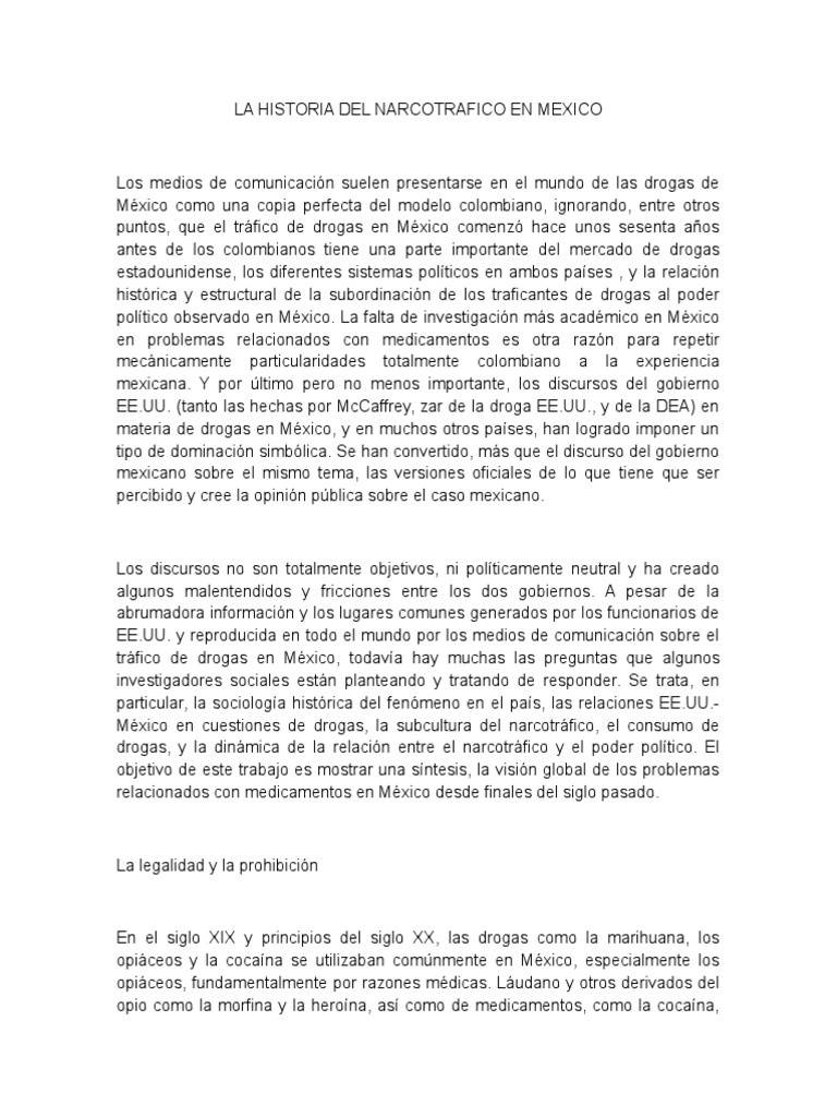 La Historia Del Narcotrafico en Mexico | PDF | Comercio ilegal de ...