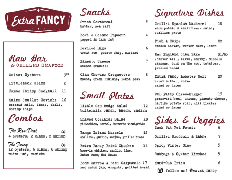 Extra Fancy Menu Spring 2016 | PDF