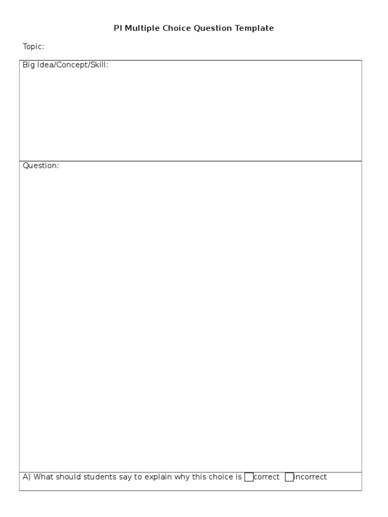 PI Multiple Choice Question Template | PDF
