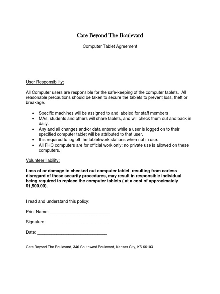 Tablet Agreement Care Beyond | PDF