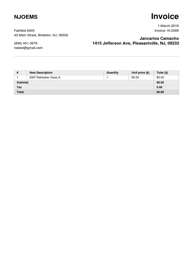 Fairfield Invoice | PDF