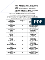 Horarios Conformar Grupos Educación Ambiental.