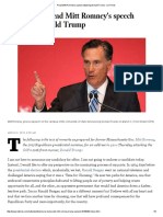 Mitt Romney's Speech Attacking Donald Trump - LA Times