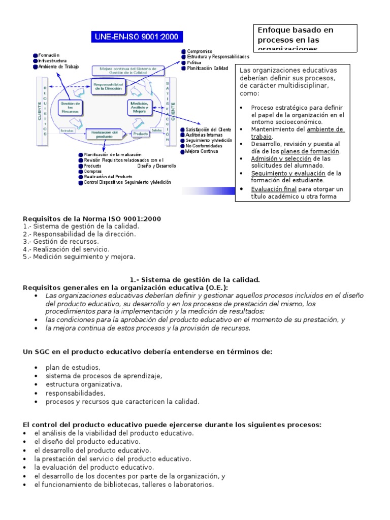 Requisitos de La Norma ISO 9001 EDUCACION | PDF | Calidad (comercial ...