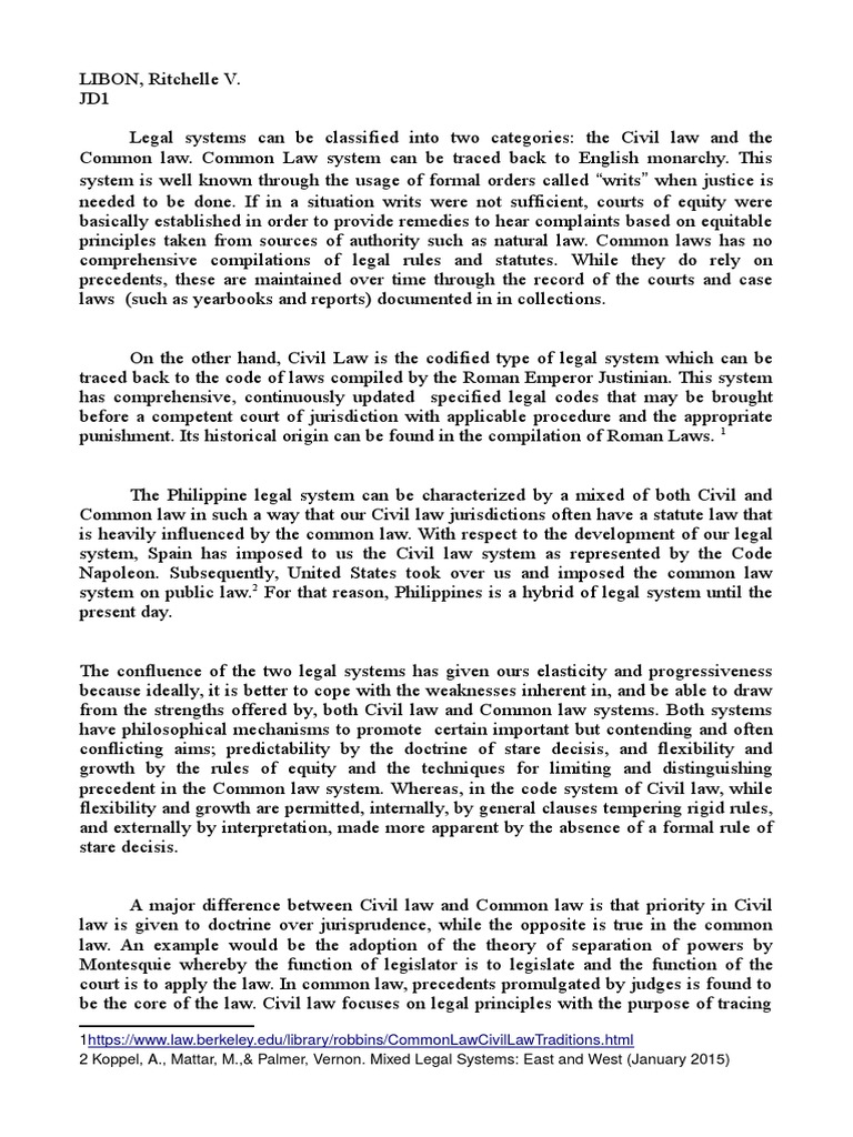 Understanding Civil and Common Law Systems | PDF | Precedent | Common Law