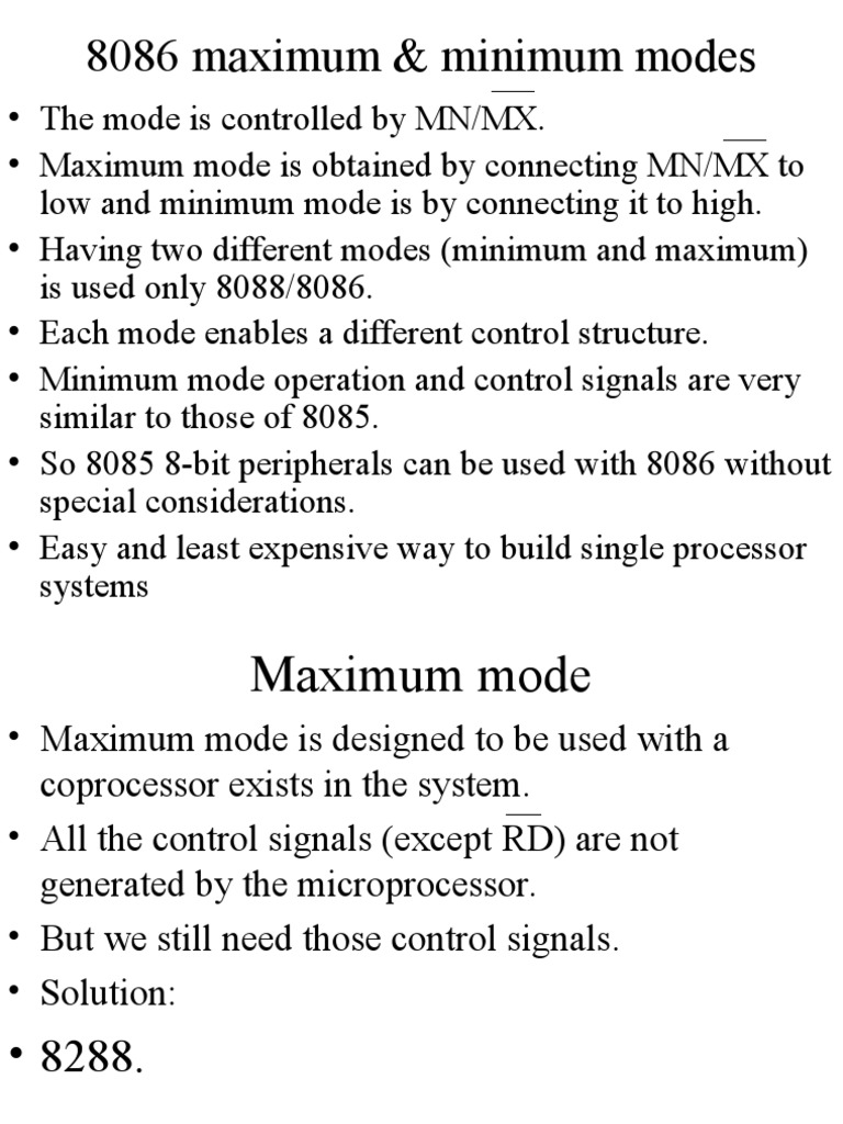 8086 Maximum and Minimum Modes Explained | PDF | Home & Garden
