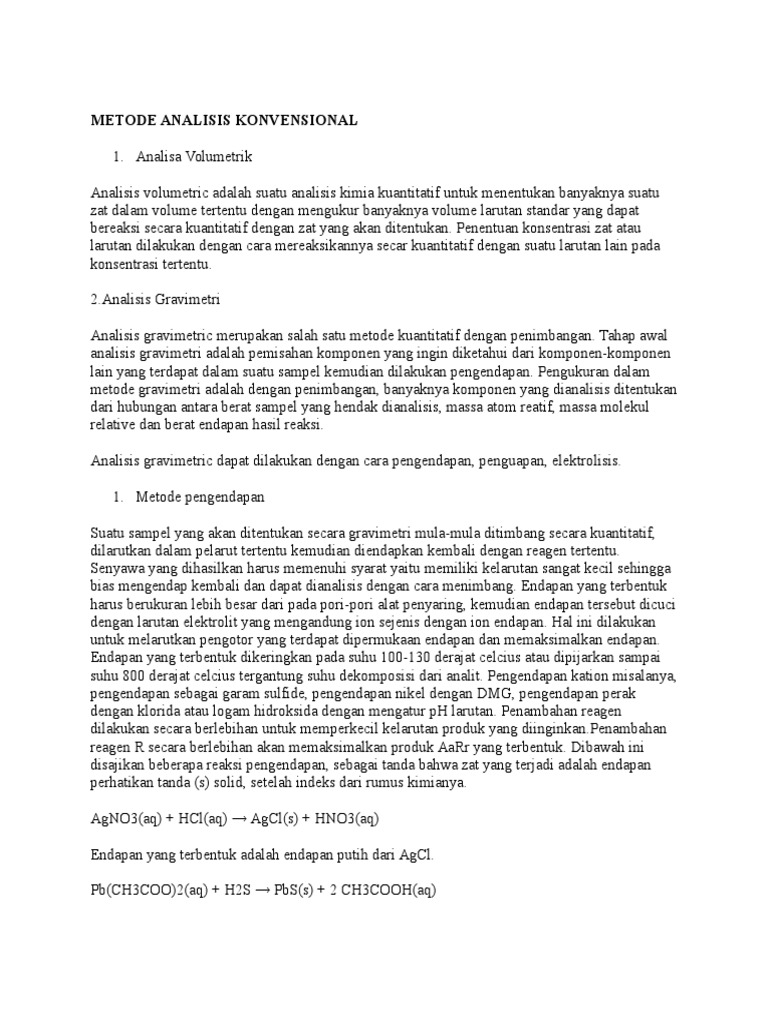 Metode Analisis Kimia Konvensional | PDF