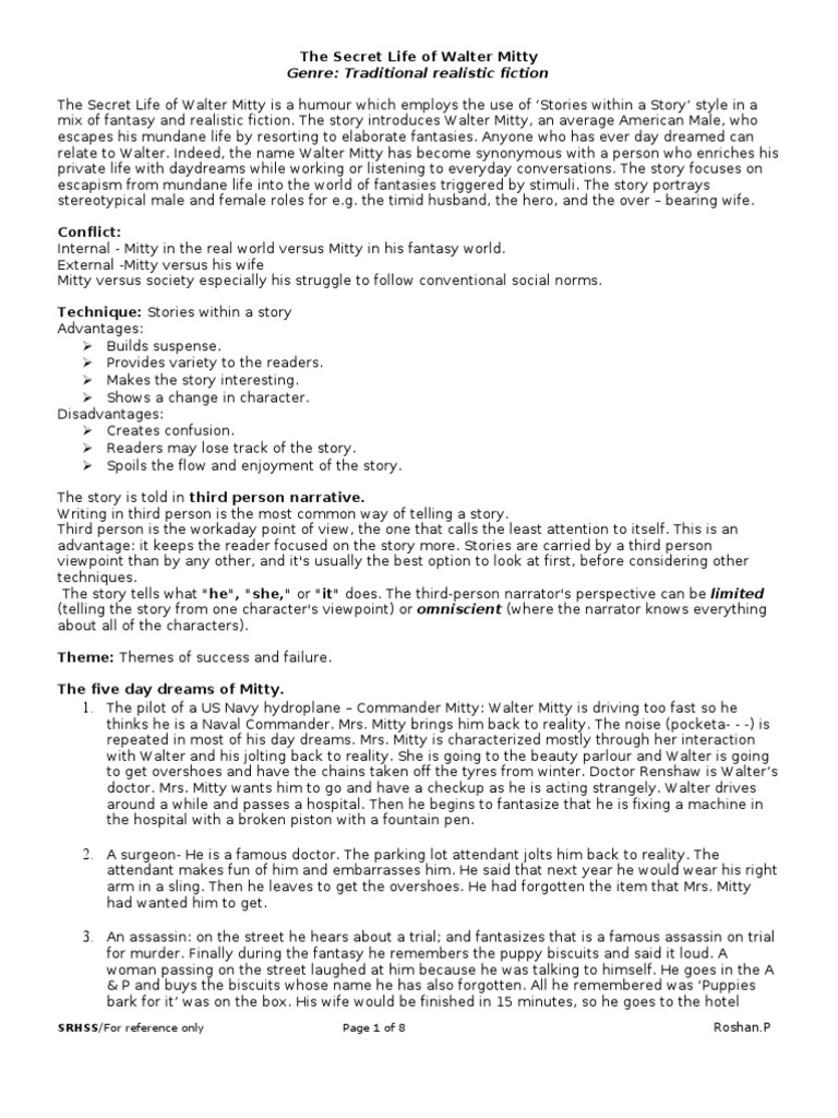 The Secret Life of Walter MittyShort Story Summary