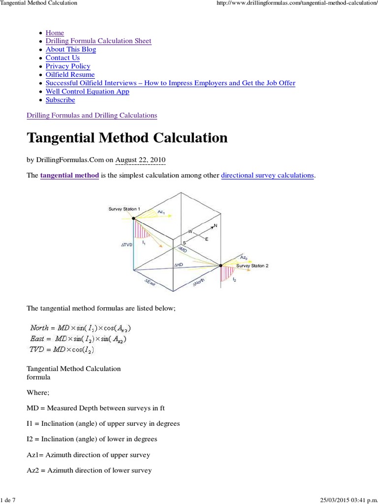 Tangential Method for Directional Drilling | PDF | Oil Well | Tangent
