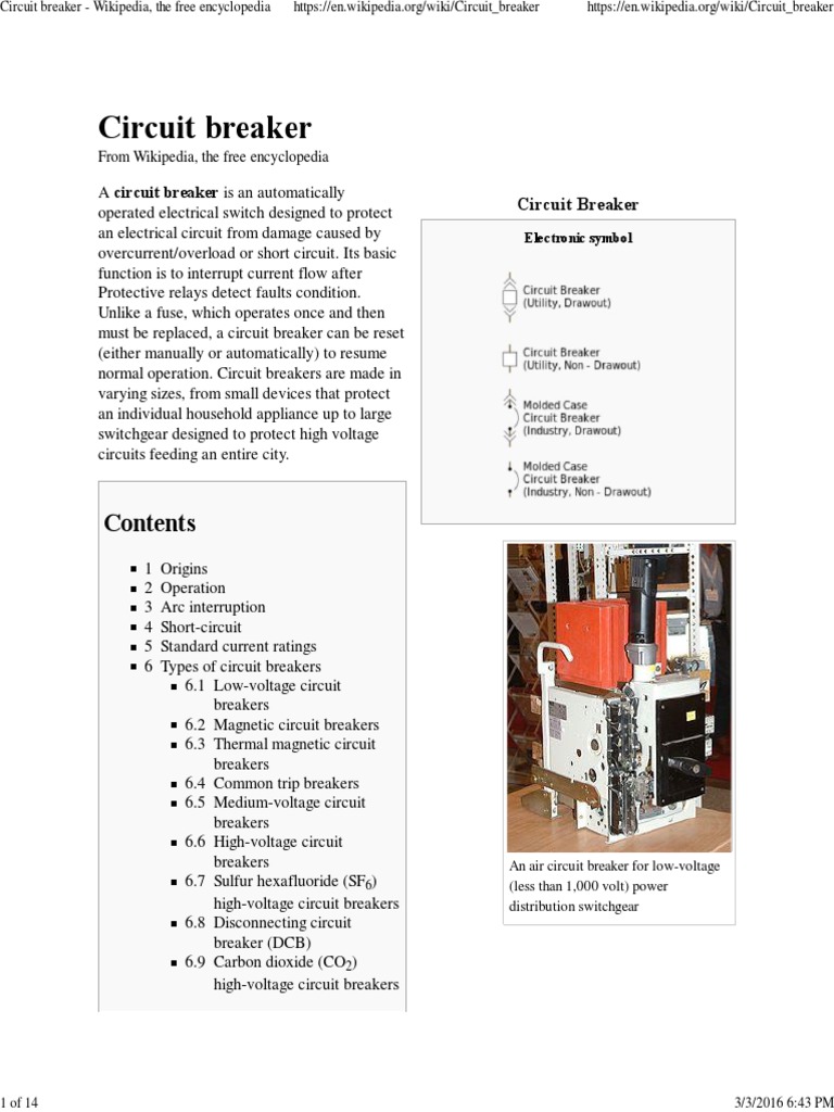 Circuit Breaker Wikipedia, The Free Encyclopedia PDF Electric Arc Electrical Substation