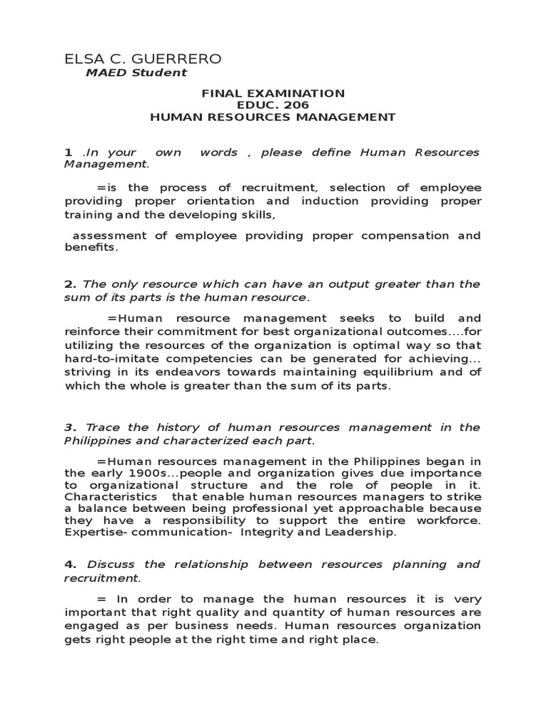 masteral thesis on human resource management