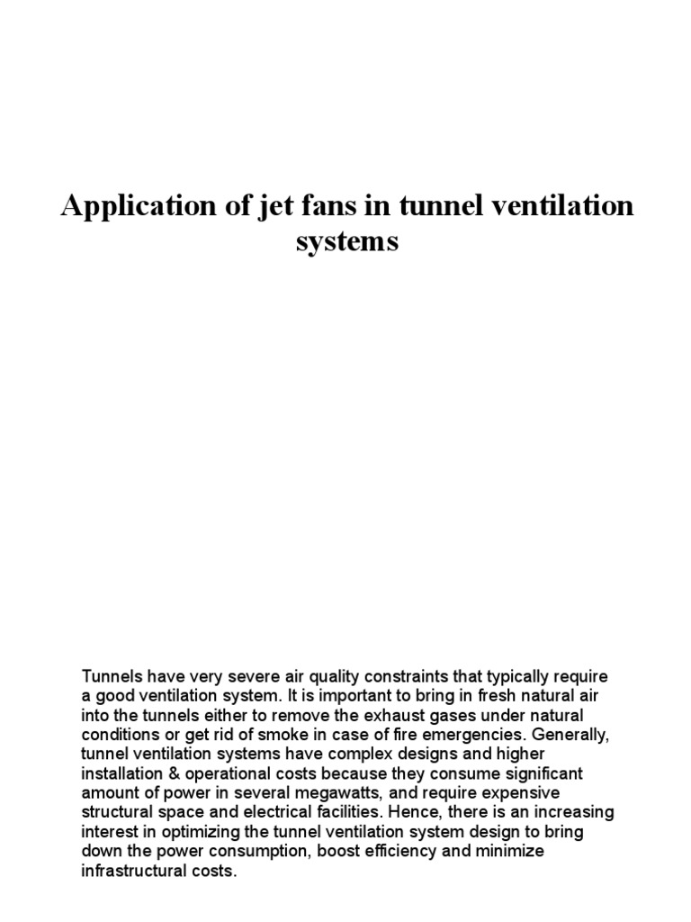 Jet Fans for Tunnel Ventilation Efficiency | PDF | Jet Engine ...