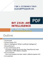 Lecture 1: Introduction: Bit 2319: Artificial Intelligence
