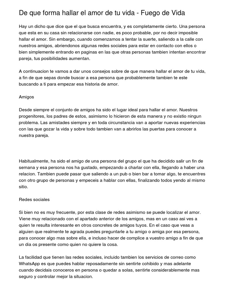 Cómo hallar el amor de tu vida | PDF | Servicio de redes sociales | Amor